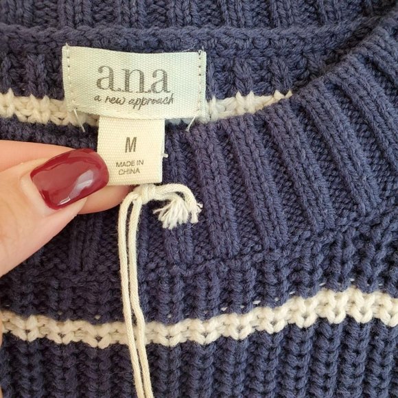 NEW A.N.A. Striped Knit Sweater M - Picture 3 of 8